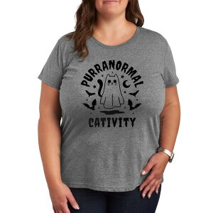 �A�j���L�����N�^�[ ���f�B�[�X �g�b�v�X T�V���c �v���X�T�C�Y �O���t�B�b�N Licensed Character Plusize Purranormal Cativity Graphic Tee Heather Gray �O���[