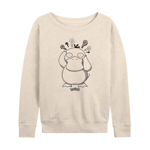 �A�j���L�����N�^�[ ���f�B�[�X �g�b�v�X T�V���c �v���X�T�C�Y �p�C�� Licensed Character Plusize Pokemon Psyduck Pattern French Terry Long Sleeve Tee Beige �x�[�W��