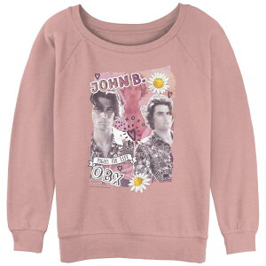 �A�j���L�����N�^�[ ���f�B�[�X �g�b�v�X T�V���c �p�C�� �O���t�B�b�N Licensed Character Juniors' Outer Banks John B. Collage Slouchy Terry Graphic Pullover Desert Pink �s���N