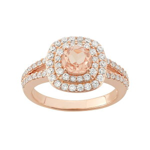 �A���u�����f�b�h ���f�B�[�X �A�N�Z�T���[ �����O Unbranded Peach Quartz Doublet & Cubic Zirconia 18k Rose Gold Over Silver Halo Ring Pink �s���N