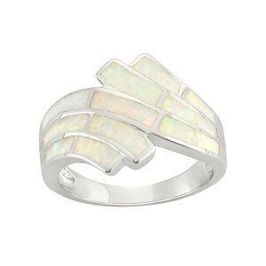 �A���u�����f�b�h ���f�B�[�X �A�N�Z�T���[ �����O Unbranded Lab-Created Opal Sterling Silver Wave Bypass Ring White �z���C�g