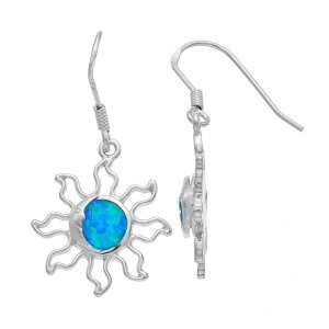 Aufbh fB[X ANZT[ sAXECO Unbranded Sterling Silver Lab-Created Blue Opal Sun & Moon Drop Earringsterling u[