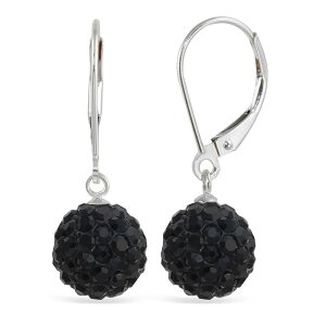 �A���u�����f�b�h ���f�B�[�X �A�N�Z�T���[ �s�A�X�E�C�������O Unbranded Sterling Silver Crystal Ball Drop Earrings Black �u���b�N