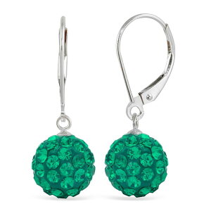 yz Aufbh fB[X sAXECO ANZT[ Sterling Silver Crystal Ball Drop Earrings Green