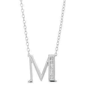 Aufbh fB[X ANZT[ lbNXE`[J[Ey_ggbv [X Unbranded Sterling Silver Baguette Diamond Initial Pendant Necklace M Vo[