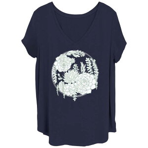 �A���u�����f�b�h ���f�B�[�X �g�b�v�X T�V���c Unbranded Juniors' Succulent Circle Stamp Tee Navy �l�C�r�[