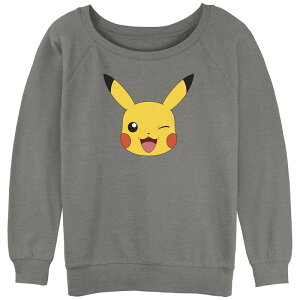 �A�j���L�����N�^�[ ���f�B�[�X �g�b�v�X T�V���c ���S �O���t�B�b�N Licensed Character Juniors' Pokmon Pikachu Big Face Logo Graphic Tee Gray Heather �O���[
