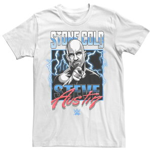 �A�j���L�����N�^�[ �����Y �g�b�v�X T�V���c Licensed Character Men's WWE Stone Cold Steve Austin Electric Poster Tee White �z���C�g
