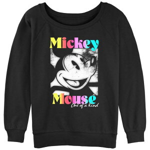 �f�B�Y�j�[ ���f�B�[�X �g�b�v�X T�V���c �p�C�� �O���t�B�b�N Disney Juniors' Mickey Mouse One Of A Kind Pop Color Portrait Graphic Slouchy Terry Black �u���b�N