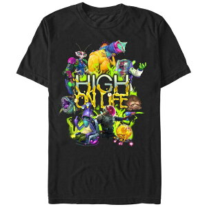 �A�j���L�����N�^�[ �����Y �g�b�v�X T�V���c �O���t�B�b�N Licensed Character Men's High On Life Monsters Group Graphic Tee Black �u���b�N