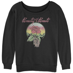�f�B�Y�j�[ ���f�B�[�X �g�b�v�X T�V���c �p�C�� �O���t�B�b�N Disney's Beauty And The Beast Rose Juniors' Graphic Slouchy Terry Black �u���b�N