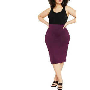 �G���N�C ���f�B�[�X �{�g���X�J�[�g �v���X�T�C�Y ELOQUII Women's Plusize Neoprene Pencil Skirt Potent Purple �p�[�v��