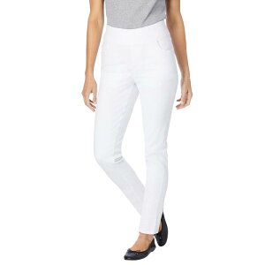 �E�[�}�� �E�B�Y�C�� ���f�B�[�X �{�g���X �f�j���p���c �v���X�T�C�Y �v�` �W�[���Y Woman Within Plusize Petite Slim-Leg Pull-On Gap-Free Stretch-Denim Jeans White �z���C�g