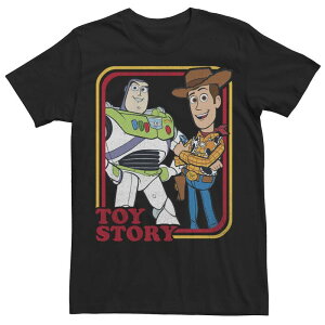 �f�B�Y�j�[ �s�N�T�[ �����Y �g�b�v�X T�V���c Disney / Pixar's Toy Story Buzz Lightyear Woody Men's Buds Tee Black �u���b�N