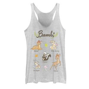 �f�B�Y�j�[ ���f�B�[�X �g�b�v�X T�V���c Disney's Bambi Characters Juniors' Tank Top White Heather �z���C�g