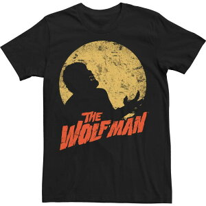 �A�j���L�����N�^�[ �����Y �g�b�v�X T�V���c �g�[�� Licensed Character Big & Tall Universal Monsters The Wolfman Moonlit Silhouettee Black �u���b�N