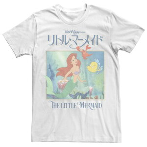�f�B�Y�j�[ �����Y �g�b�v�X T�V���c ���B���e�[�W �g�[�� Big & Tall Disney Little Mermaid Ariel Vintage Kanji Movie Poster Tee White �z���C�g