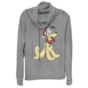 �f�B�Y�j�[ ���f�B�[�X �g�b�v�X T�V���c �O���t�B�b�N Disney's Pluto Juniors' Classichristmas Portrait Cowlneck Graphic Lightweight Long Sleeve Gray Heather �O���[
