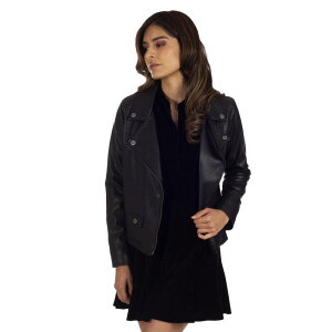 ���[ ���f�B�[�X �A�E�^�[ �W���P�b�g�E�u���]�� ���U�[ Women's Lee Faux-Leather Biker Jacket Black �u���b�N
