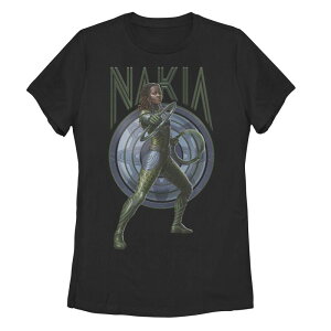 �A�j���L�����N�^�[ ���f�B�[�X �g�b�v�X T�V���c �O���t�B�b�N Licensed Character Juniors' Marvel Black Panther: Wakanda Forever Nakia Blue Shield Graphic Tee Black �u���b�N