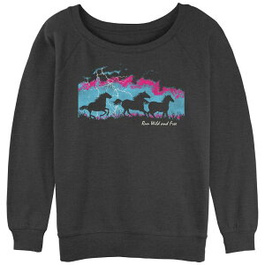 �A�j���L�����N�^�[ ���f�B�[�X �g�b�v�X T�V���c �p�C�� Licensed Character Juniors's Run Wild And Free Slouchy Terry Charcoal Heather �`���R�[��