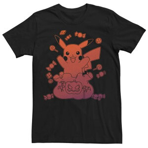 �A�j���L�����N�^�[ �����Y �g�b�v�X T�V���c Licensed Character Men's Pokemon Halloween Pikachu Candy Bag Tee Black �u���b�N