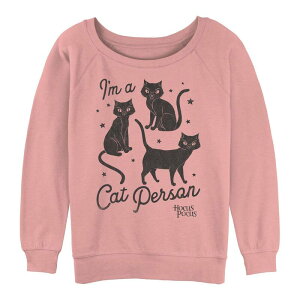 �A�j���L�����N�^�[ ���f�B�[�X �g�b�v�X T�V���c �p�C�� �O���t�B�b�N Licensed Character Juniors' Hocus Pocus I'm A Cat Person Graphic Slouchy Terry Desert Pink �s���N