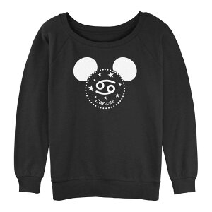 �f�B�Y�j�[ ���f�B�[�X �g�b�v�X T�V���c �p�C�� �O���t�B�b�N Disney Juniors' Mickey Mouse Cancer Sign Graphic Slouchy Terry Black �u���b�N