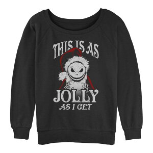 �A�j���L�����N�^�[ ���f�B�[�X �g�b�v�X T�V���c �p�C�� �O���t�B�b�N Licensed Character Juniors' The Nightmare Before Christmas Jolly Santa Jack Graphic Slouchy Terry Black �u���b�N