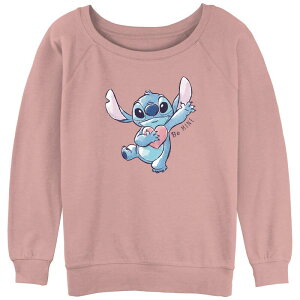 �f�B�Y�j�[ ���f�B�[�X �g�b�v�X T�V���c �p�C�� �O���t�B�b�N Disney's Lilo & Stitch Juniors' Be Mine Stitch Slouchy Terry Graphic Pullover Desert Pink �s���N