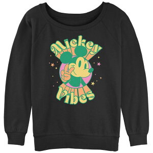 �f�B�Y�j�[ ���f�B�[�X �g�b�v�X T�V���c �p�C�� �O���t�B�b�N Disney's Mickey Mouse Juniors' Vibeslouchy Terry Graphic Pullover Black �u���b�N