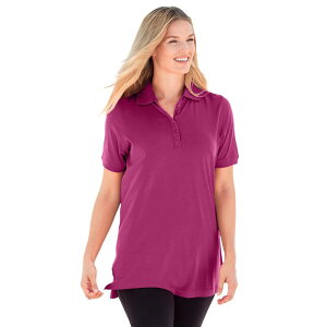 �E�[�}�� �E�B�Y�C�� ���f�B�[�X �g�b�v�X T�V���c �|���V���c �v���X�T�C�Y ���� Woman Within Plusize Perfect Short-Sleeve Polo Shirt Raspberry