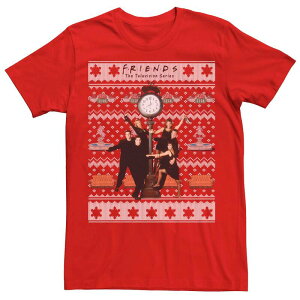 �A�j���L�����N�^�[ �����Y �g�b�v�X T�V���c Licensed Character Men's Friends Around The Clock Holiday Pattern Tee Red ���b�h