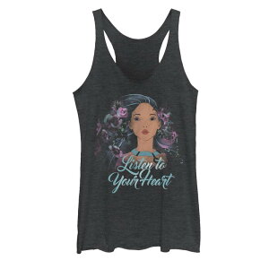 �f�B�Y�j�[ ���f�B�[�X �g�b�v�X T�V���c �O���t�B�b�N Disney's Pocahontas Juniors' Listen To Your Heart Graphic Tank Top Black Heather �u���b�N