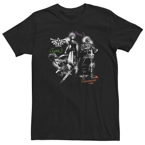 �A�j���L�����N�^�[ �����Y �g�b�v�X T�V���c �g�[�� Licensed Character Big & Tall Nintendo Zelda Link The Princess Ganondorf Splatter Tee Black �u���b�N