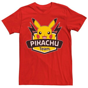 �A�j���L�����N�^�[ �����Y �g�b�v�X T�V���c Licensed Character Men's Pokemon Pikachu Team Badge Red ���b�h