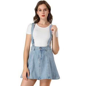 �A���O�� �P�[ ���f�B�[�X �{�g���X�J�[�g A ���C�� �~�j �R�b�g�� ALLEGRA K Women's Washed Cotton Button Front A Line Casual Mini Suspender Skirt Blue �u���[