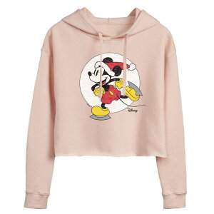 �f�B�Y�j�[ ���f�B�[�X �A�E�^�[ �p�[�J�[�E�X�E�F�b�g �N���b�v�h Disney's Mickey Mouse Juniors' Ice Skating Christmas Cropped Hoodie Pink �s���N