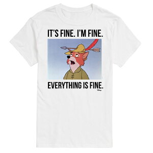 �f�B�Y�j�[ �����Y �g�b�v�X T�V���c �O���t�B�b�N Disney's Robin Hood Men's Everything Is Fine Graphic Tee White �z���C�g