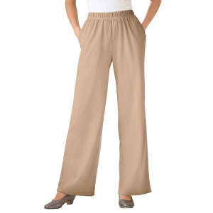 �E�[�}�� �E�B�Y�C�� ���f�B�[�X �{�g���X �J�W���A���p���c �v���X�T�C�Y �j�b�g Woman Within Plusize 7-Day Knit Wide-Leg Pull-On Pants New Khaki �J�[�L
