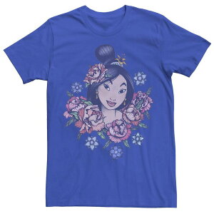�f�B�Y�j�[ �����Y �g�b�v�X T�V���c ���B���e�[�W �t�����[�� �t�����[ Men's Disney's Mulan Floral Portrait Vintage Tee Royal