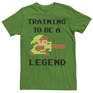 �A�j���L�����N�^�[ �����Y �g�b�v�X T�V���c Licensed Character Men's Nintendo Zelda Classic NES 8-Bit Link In Training Tee Kelly