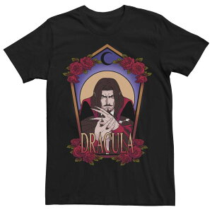 �A�j���L�����N�^�[ �����Y �g�b�v�X T�V���c �t�����[�� �t�����[ Licensed Character Men's Netflix Castlevania Dracula Floral Portraitee Black �u���b�N