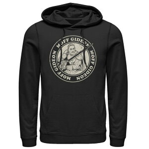 �A�j���L�����N�^�[ �����Y �A�E�^�[ �p�[�J�[�E�X�E�F�b�g Licensed Character Men'star Wars The Mandalorian Moff Gideion Badge Stamp Hoodie Black �u���b�N