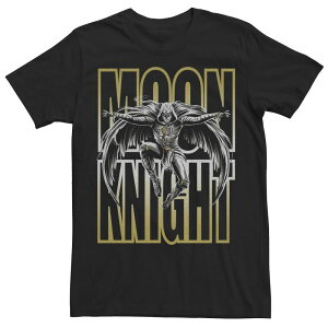 �A�j���L�����N�^�[ �����Y �g�b�v�X T�V���c Licensed Character Men's Marvel Moon Knight Leaping Knight Moon Jumps Tee Black �u���b�N