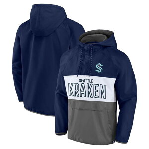 �A���u�����f�b�h �����Y �A�E�^�[ �W���P�b�g�E�u���]�� �p�[�J�[ Unbranded Men's Fanatics Brandedeep Sea Blue/Gray Seattle Kraken Backhand Shooter Defender Anorak Raglan Hoodie Quarter-Zip Jacket Krk Navy �l�C�r�[