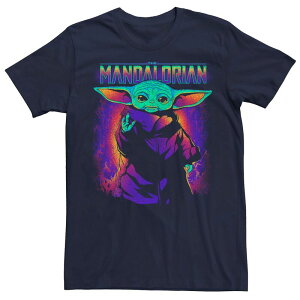 �A�j���L�����N�^�[ �����Y �g�b�v�X T�V���c Licensed Character Men'star Wars The Mandalorioan Grogu Neon Primary Child Poster Tee Navy �l�C�r�[