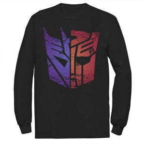 �A�j���L�����N�^�[ �����Y �g�b�v�X T�V���c �g�[�� Licensed Character Big & Tall Transformers Decepticons Autobotsplit Emblems Long Sleeve Black �u���b�N
