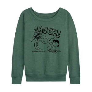�A�j���L�����N�^�[ ���f�B�[�X �g�b�v�X T�V���c �p�C�� Licensed Character Women's Peanuts Charlie Brown Football French Terry Long Sleeve Tee Heather Green �w�U�[