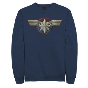 �A�j���L�����N�^�[ �����Y �A�E�^�[ �p�[�J�[�E�X�E�F�b�g �V���c �L���b�v Licensed Character Men's Marvel Captain Marvel Movie Sweatshirt Navy �l�C�r�[
